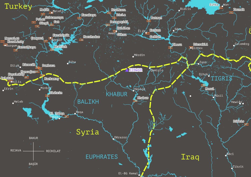Political border + dams - river basin euphrates & tigris